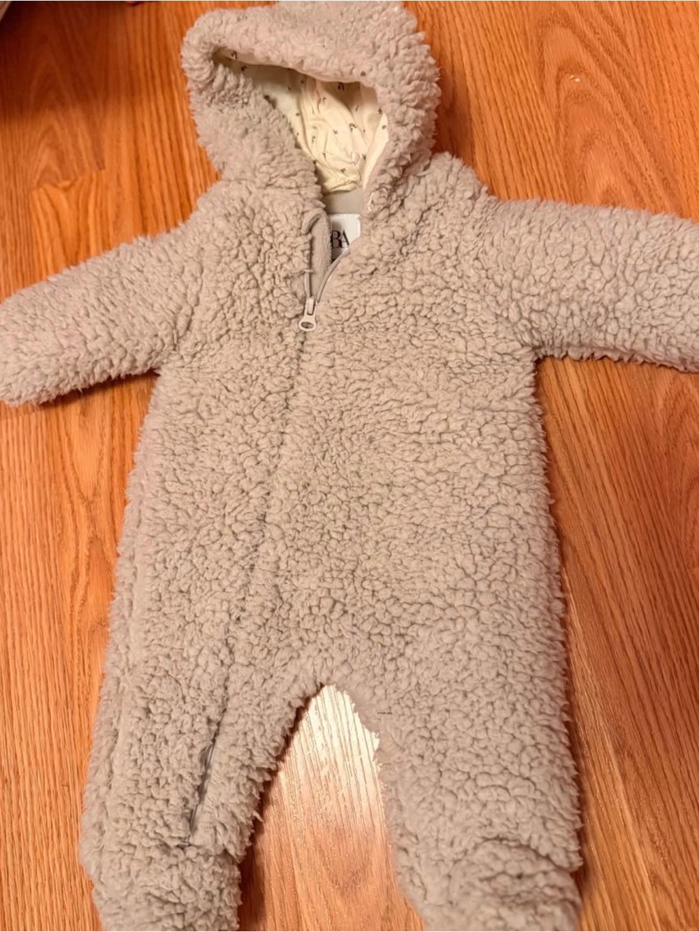 Cozy Sherpa Hooded Baby One-Piece - Grey